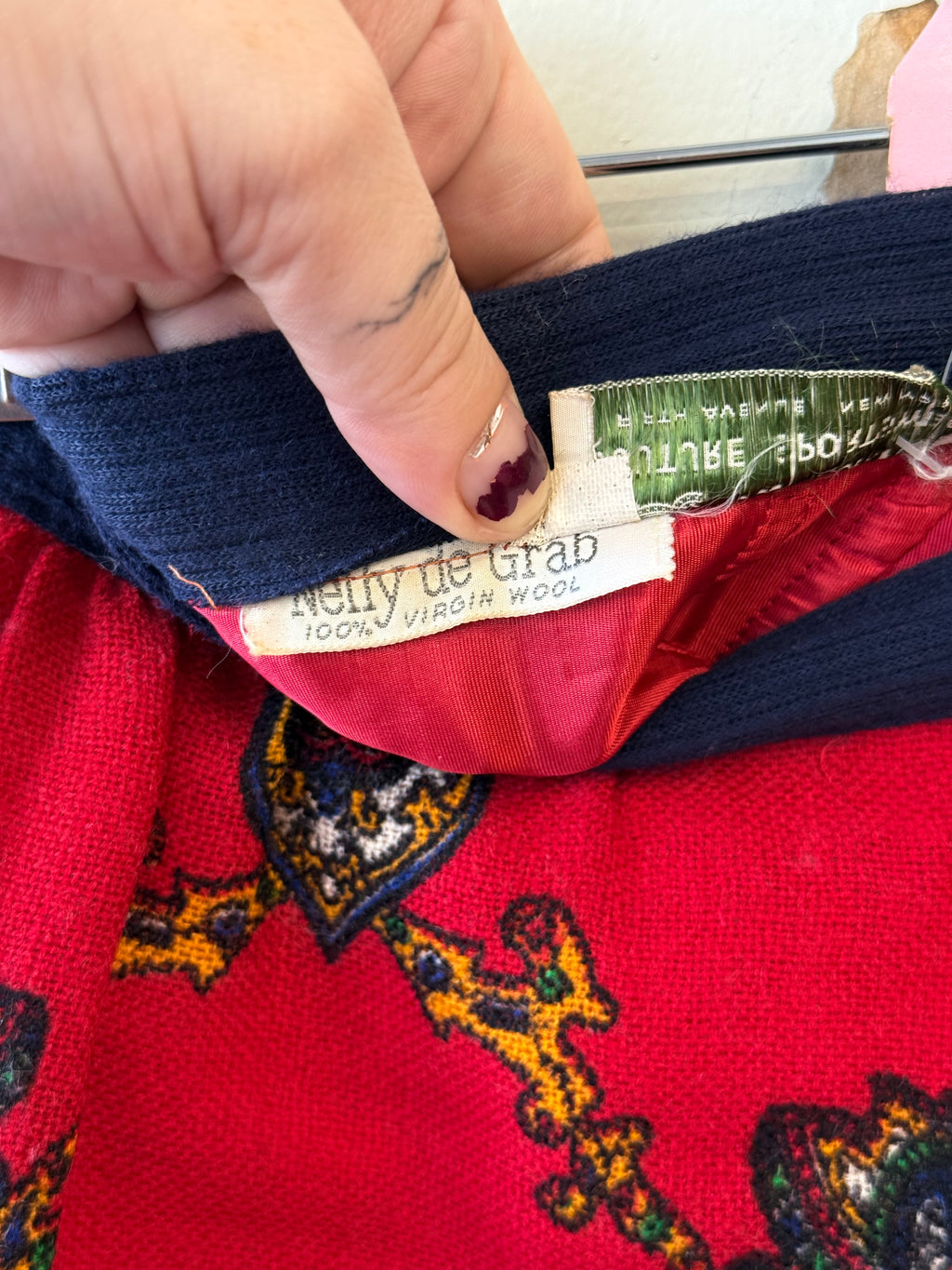 Vintage red tapestry skirt