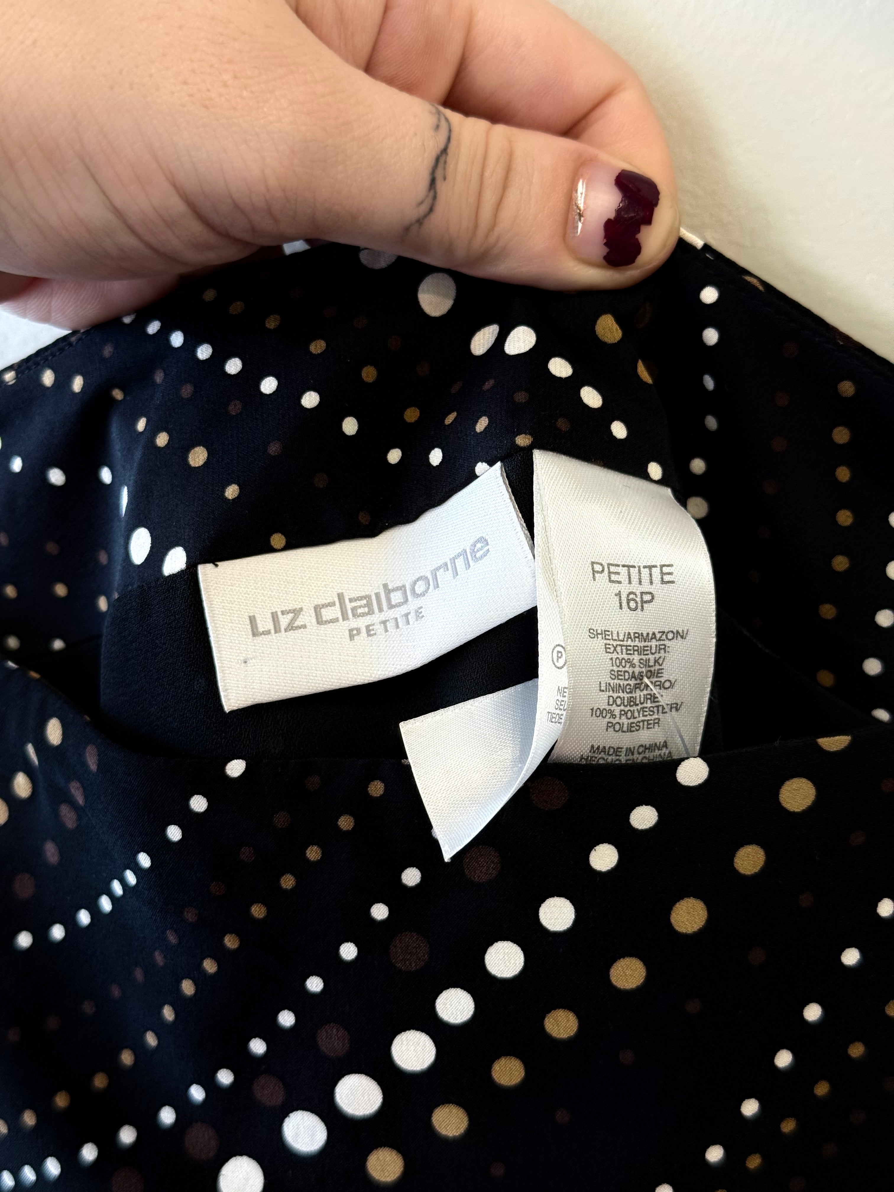 Liz Claiborne black polka dot silk skirt