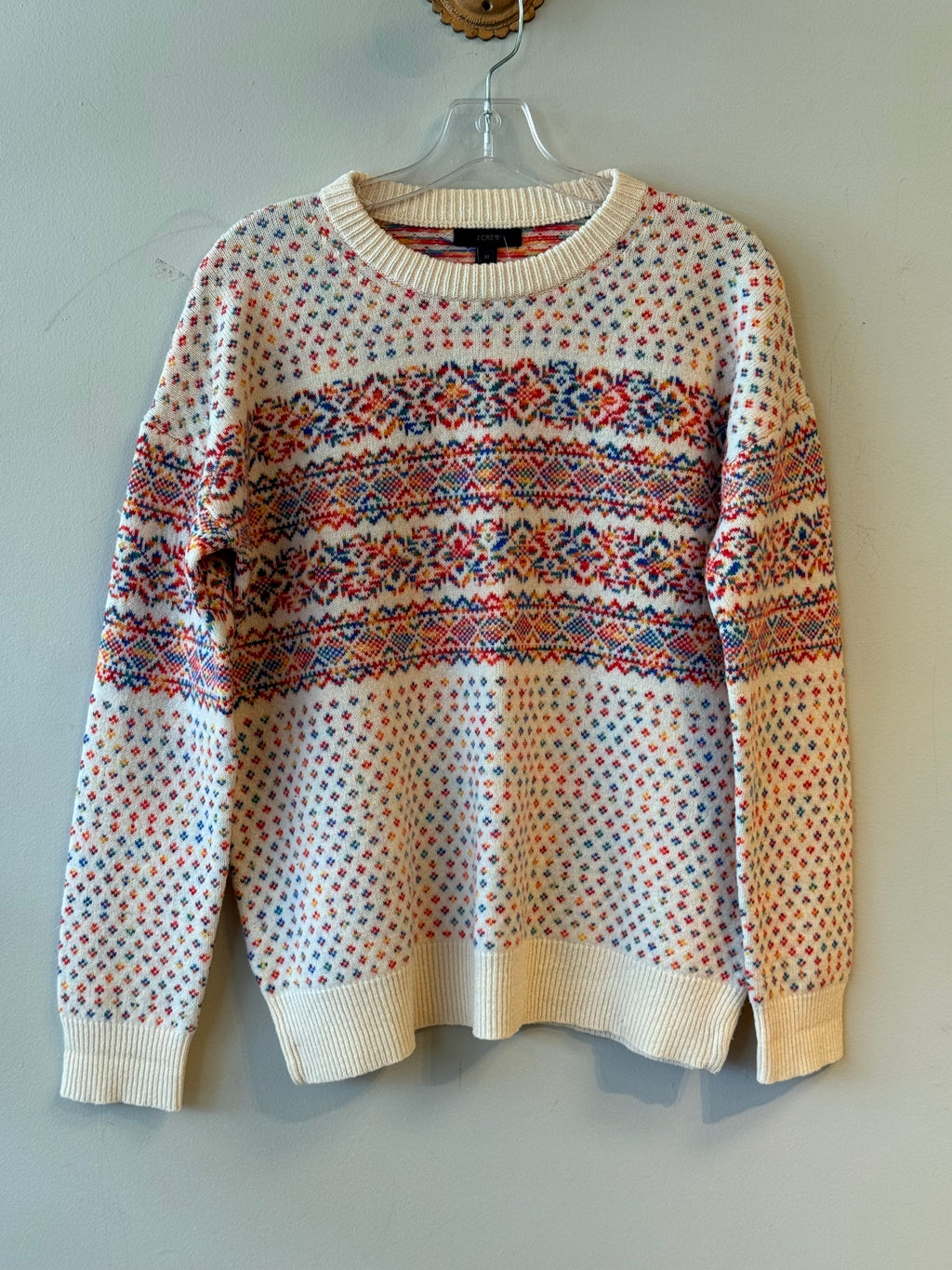 J. Crew white rainbow snowflake sweater
