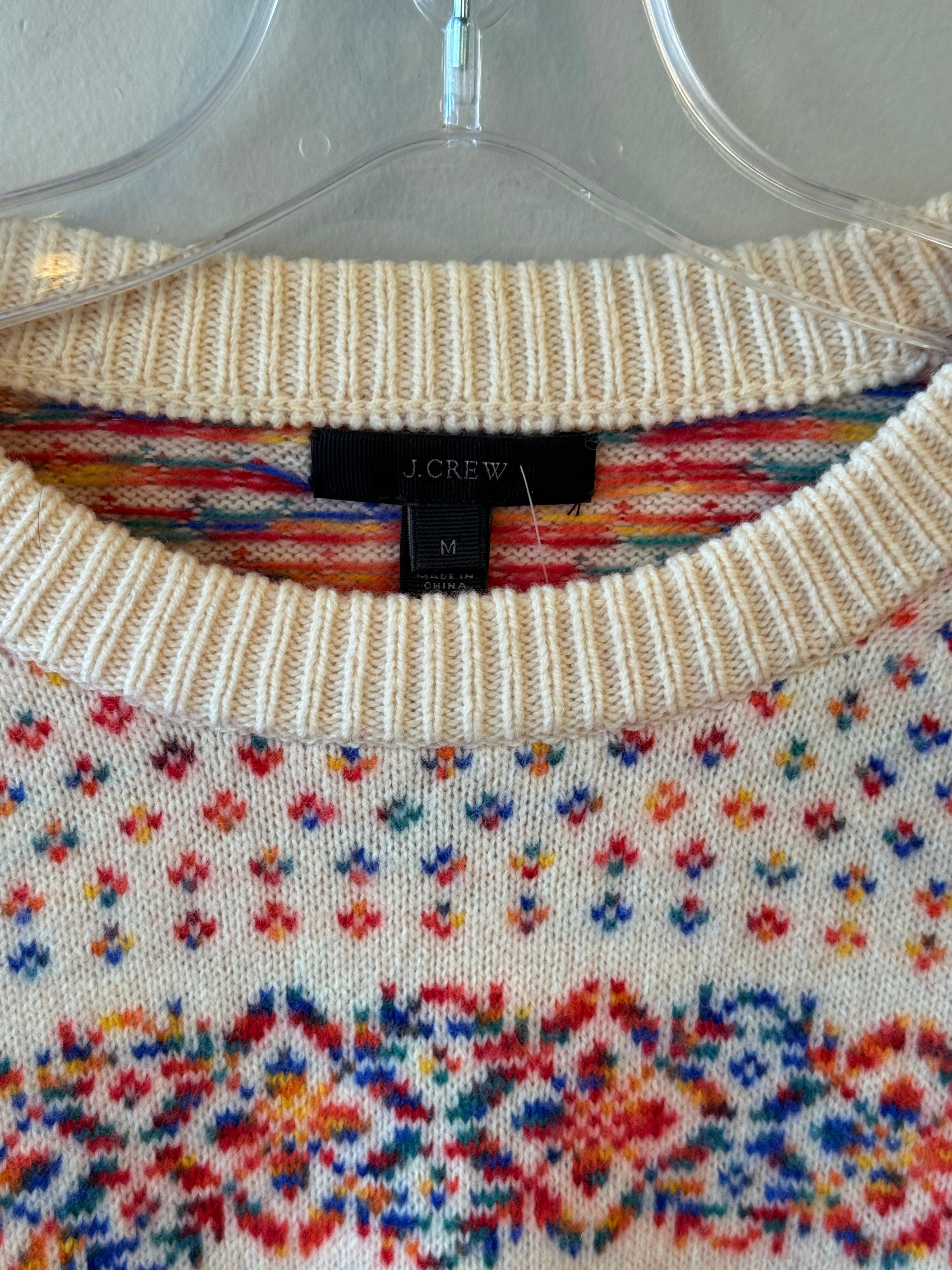 J. Crew white rainbow snowflake sweater