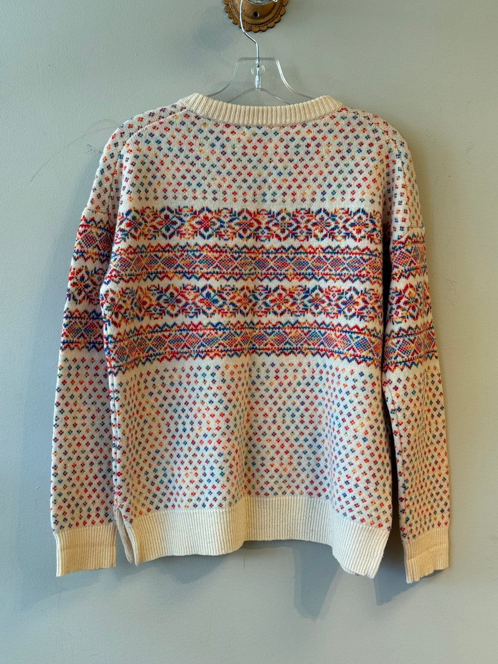 J. Crew white rainbow snowflake sweater