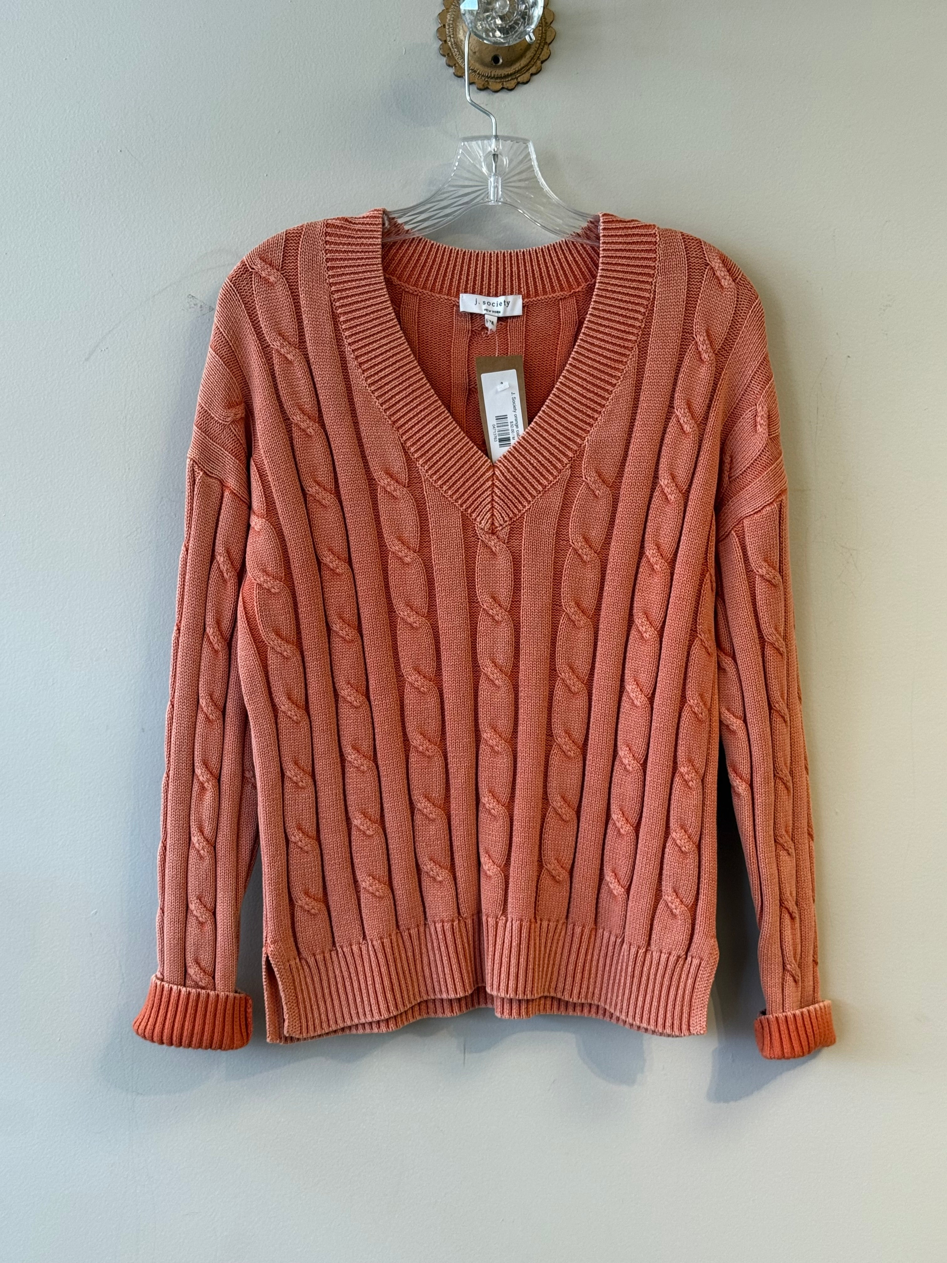 J. Society orange cable knit sweater