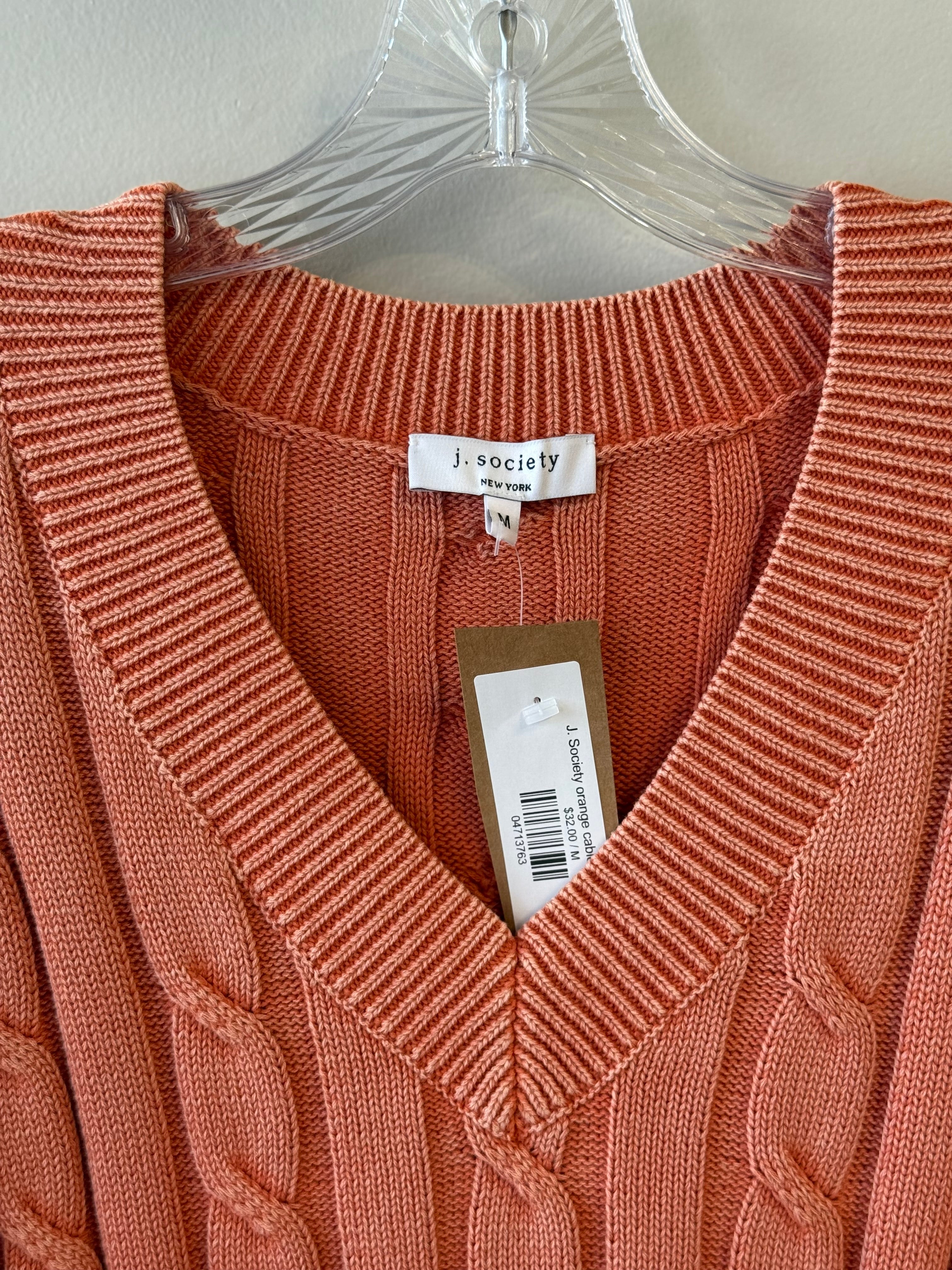J. Society orange cable knit sweater