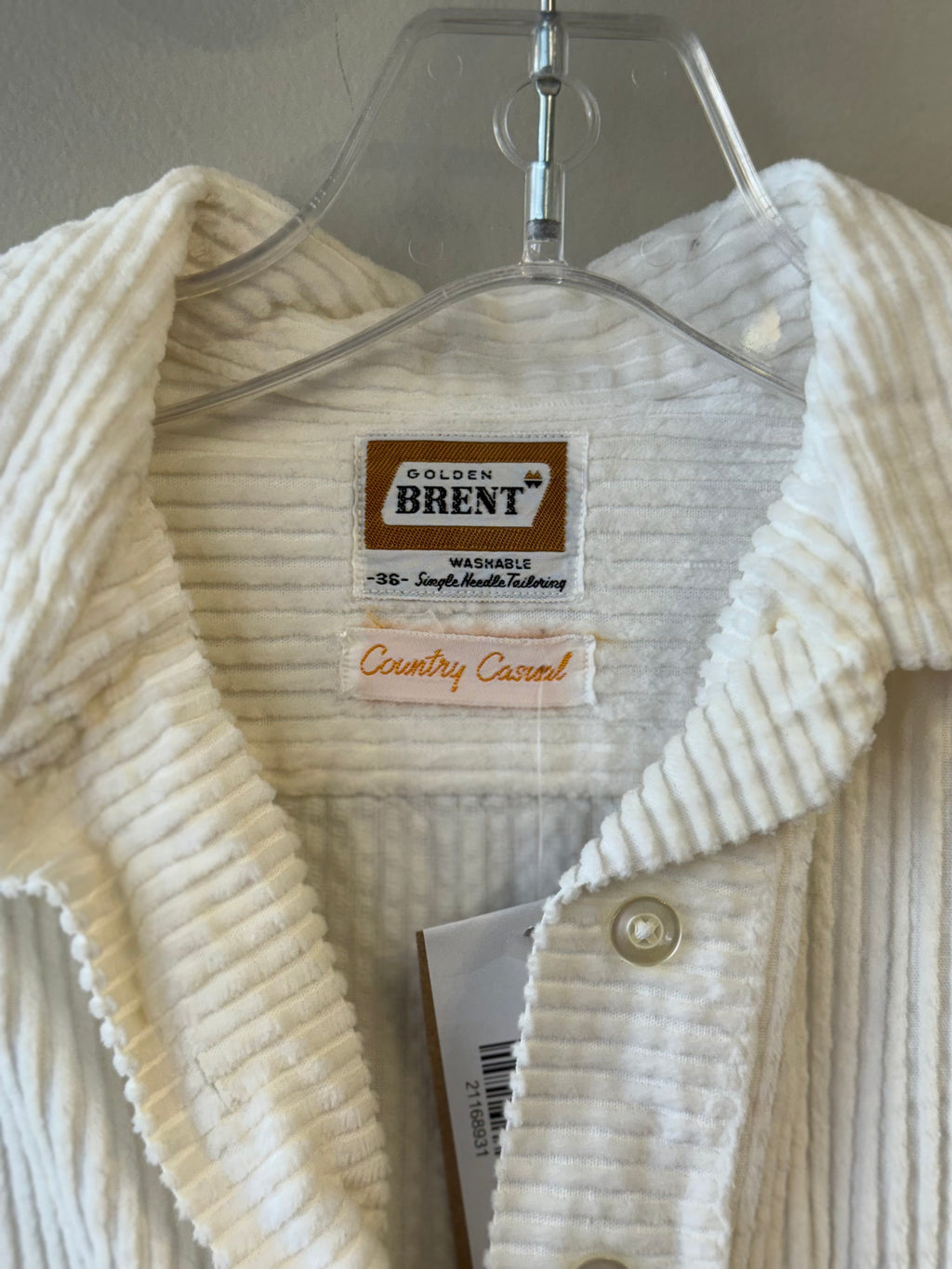 Golden Brent white corduroy pullover with pockets