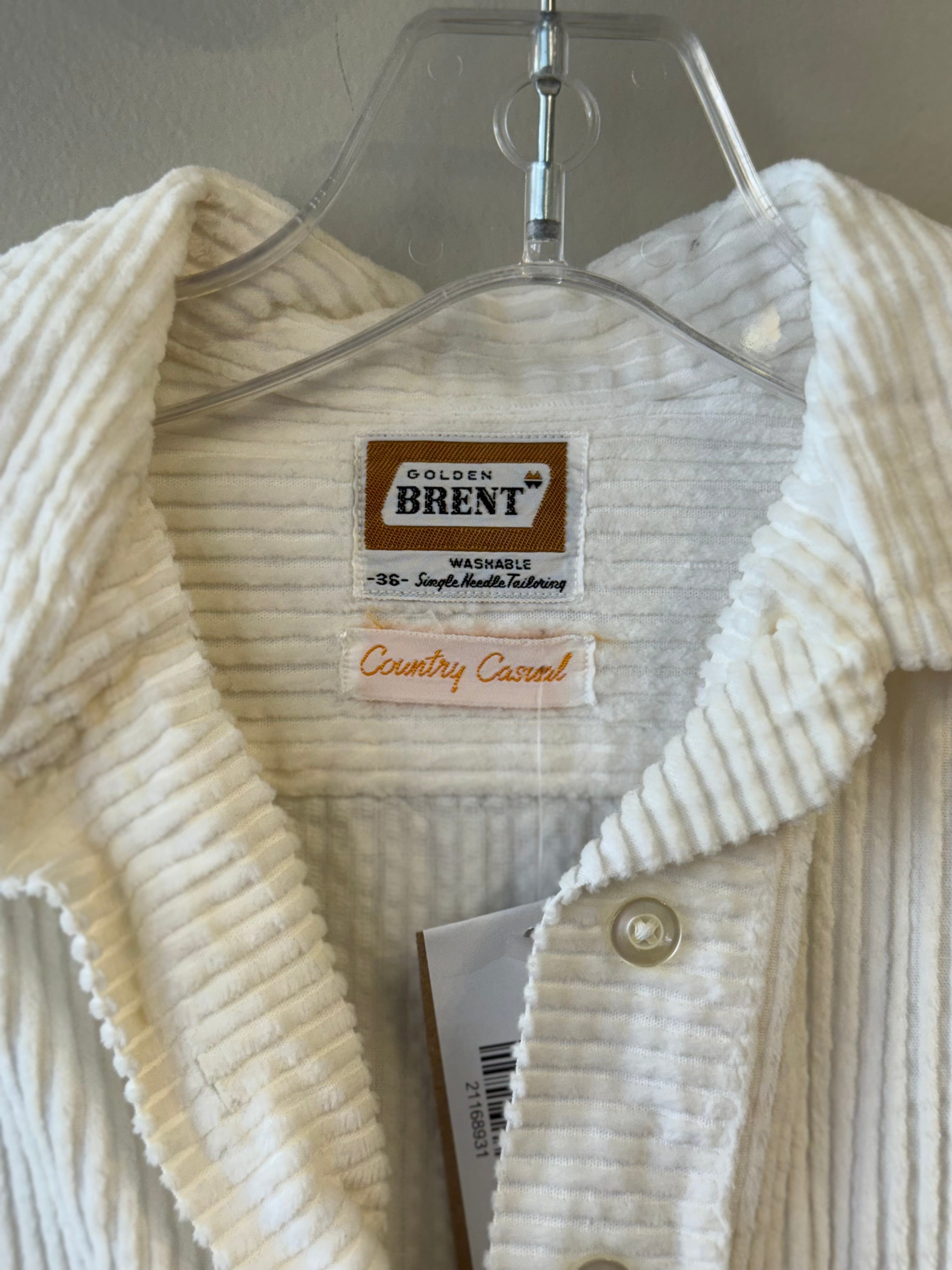 Golden Brent white corduroy pullover with pockets