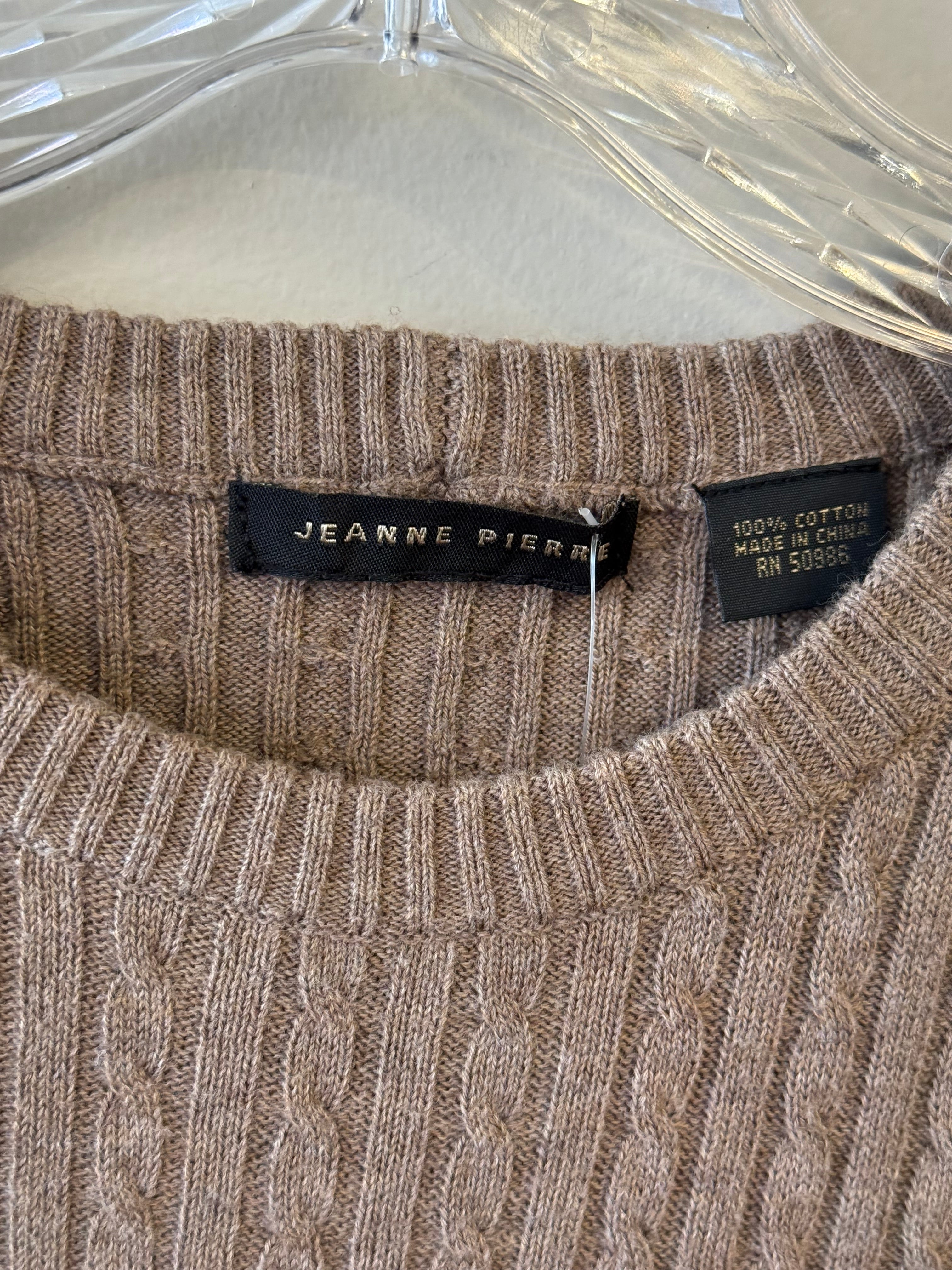 Jean Pierre brown cableknit crewneck sweater