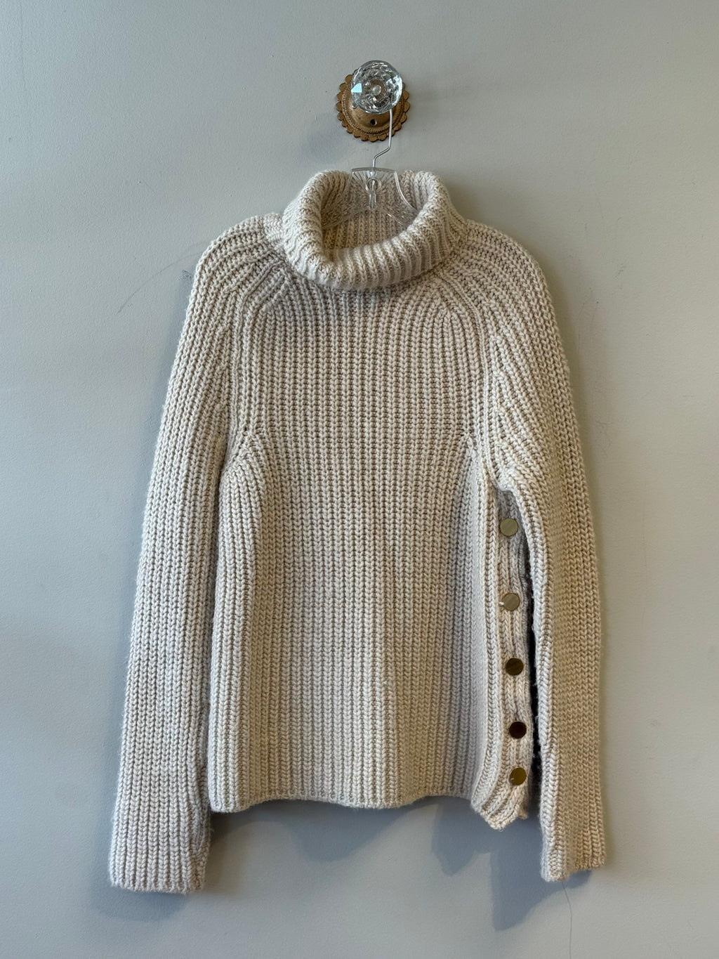 Tibi cream color merino wool chunky turtleneck