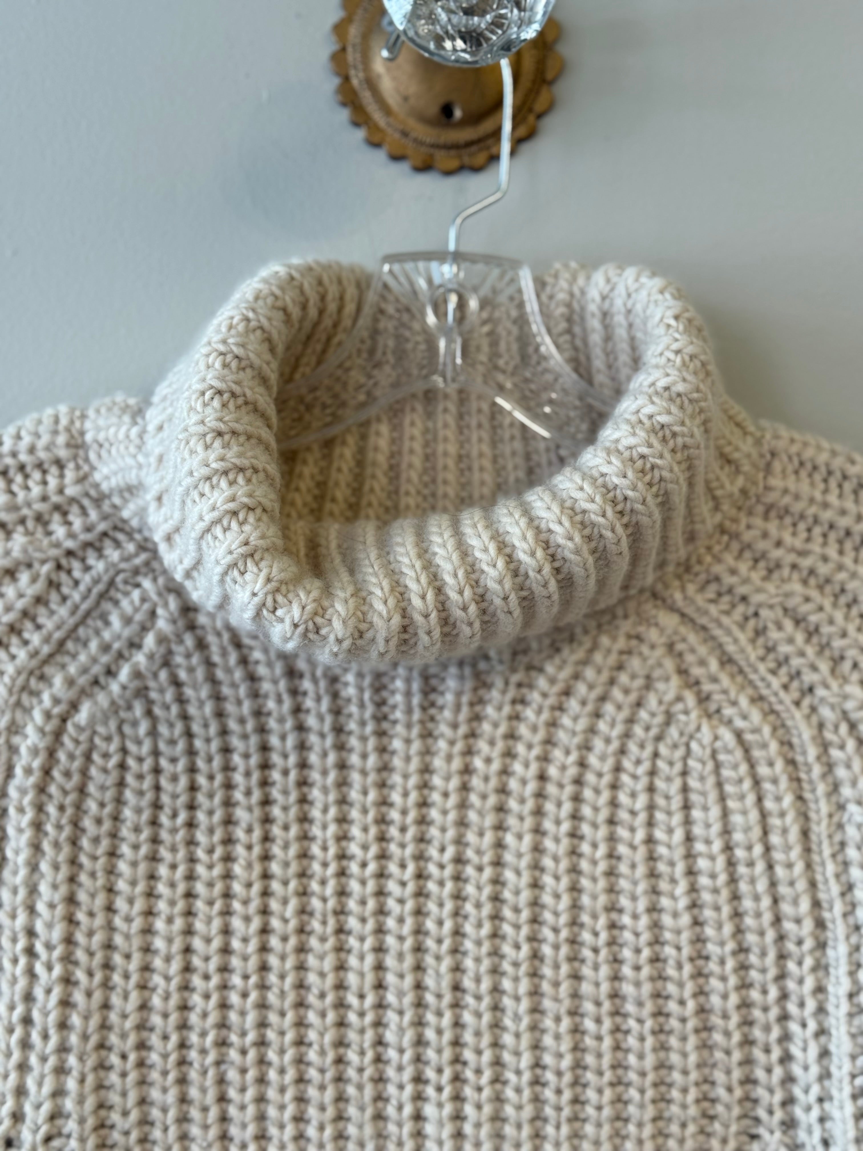 Tibi cream color merino wool chunky turtleneck