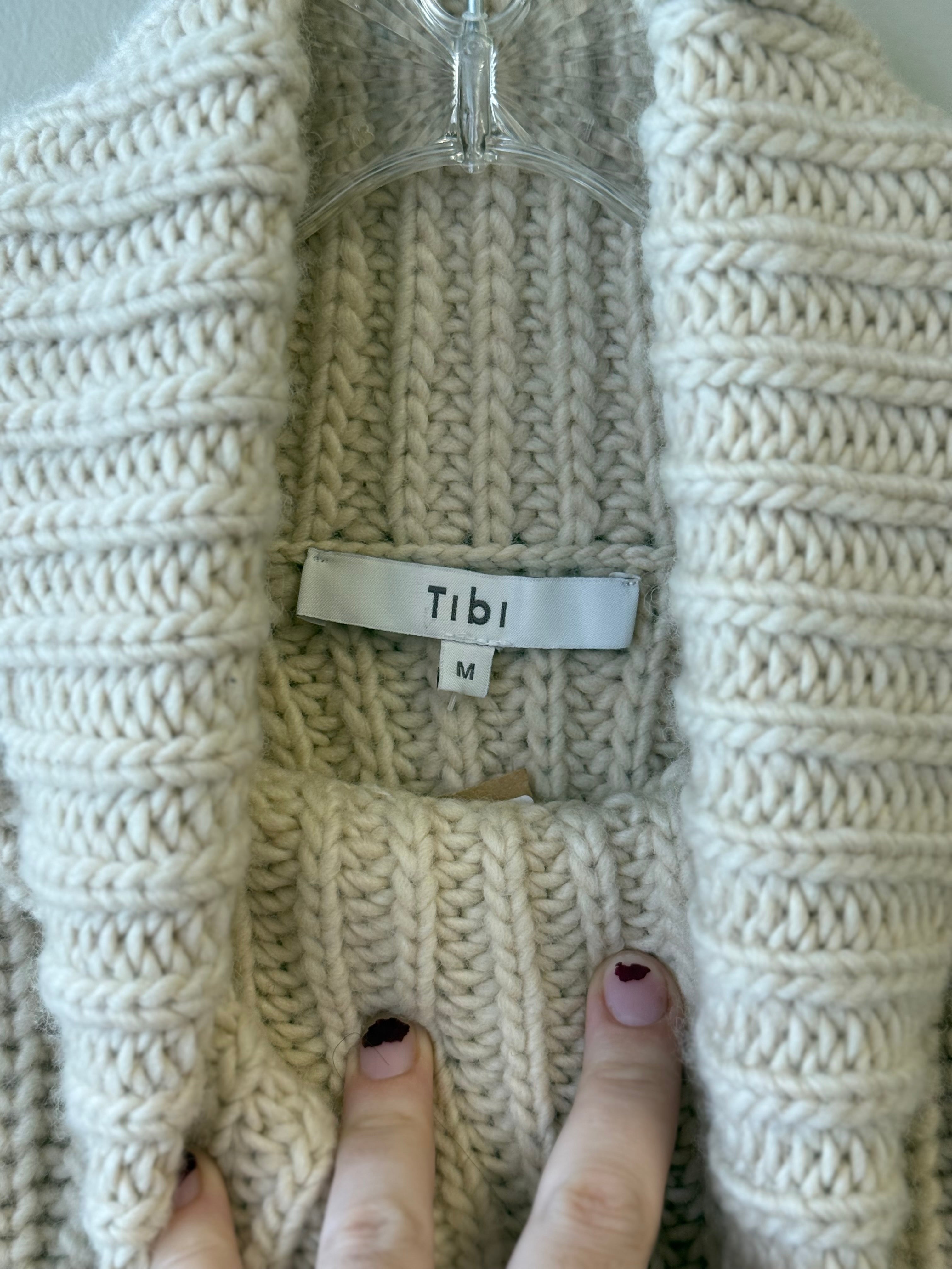Tibi cream color merino wool chunky turtleneck
